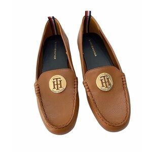 Tommy Hilfiger Women’s Brown Leather Loafers Flats Slip on Shoes Size 10M